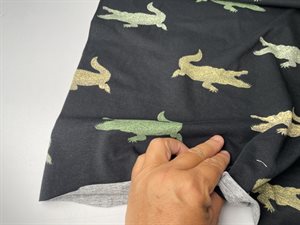 Bomuldsjersey - fine grønne krokodiller